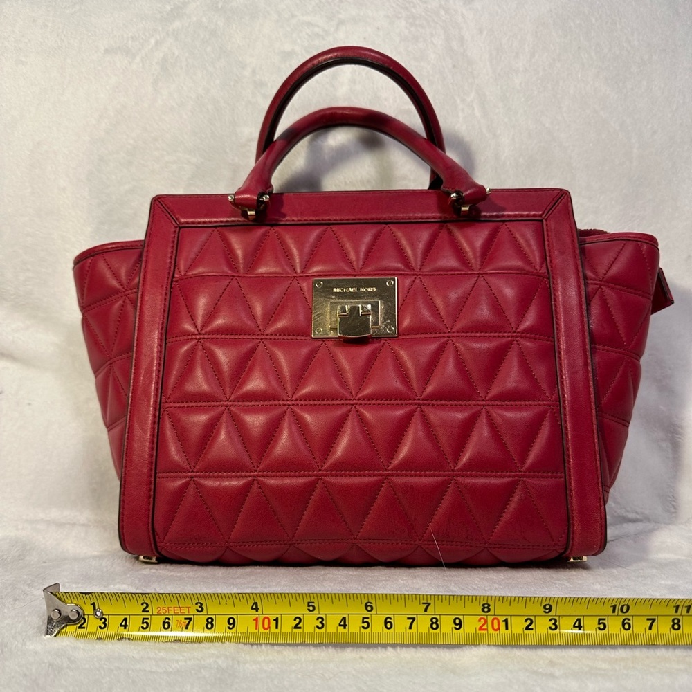 Michael Kors red quilted tote